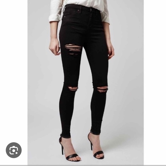 Topshop Motto Jamie High Rise Skinny Distressed Jeans! - Picture 2 of 6